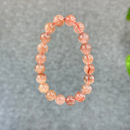 Natural Pink Rutilated Quartz Bracelet Size 9 mm