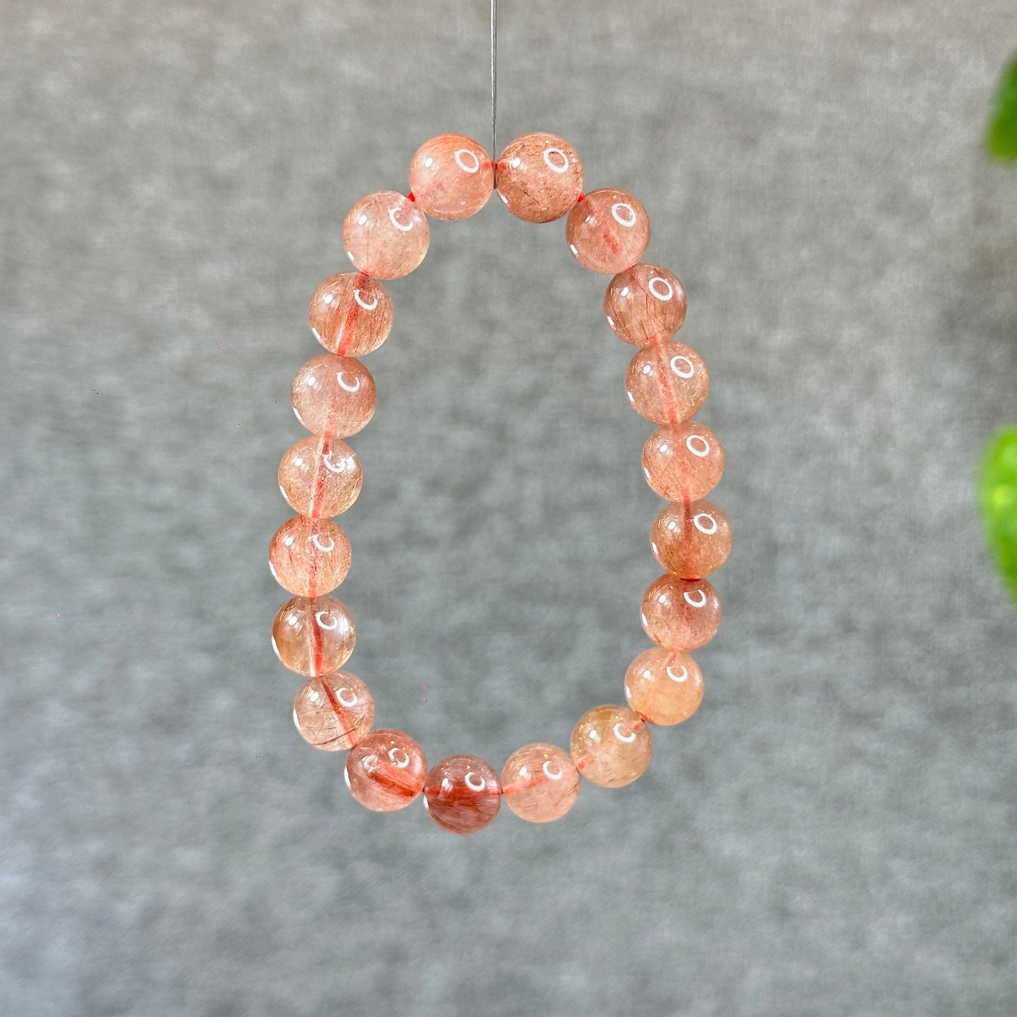 Natural Pink Rutilated Quartz Bracelet Size 9 mm
