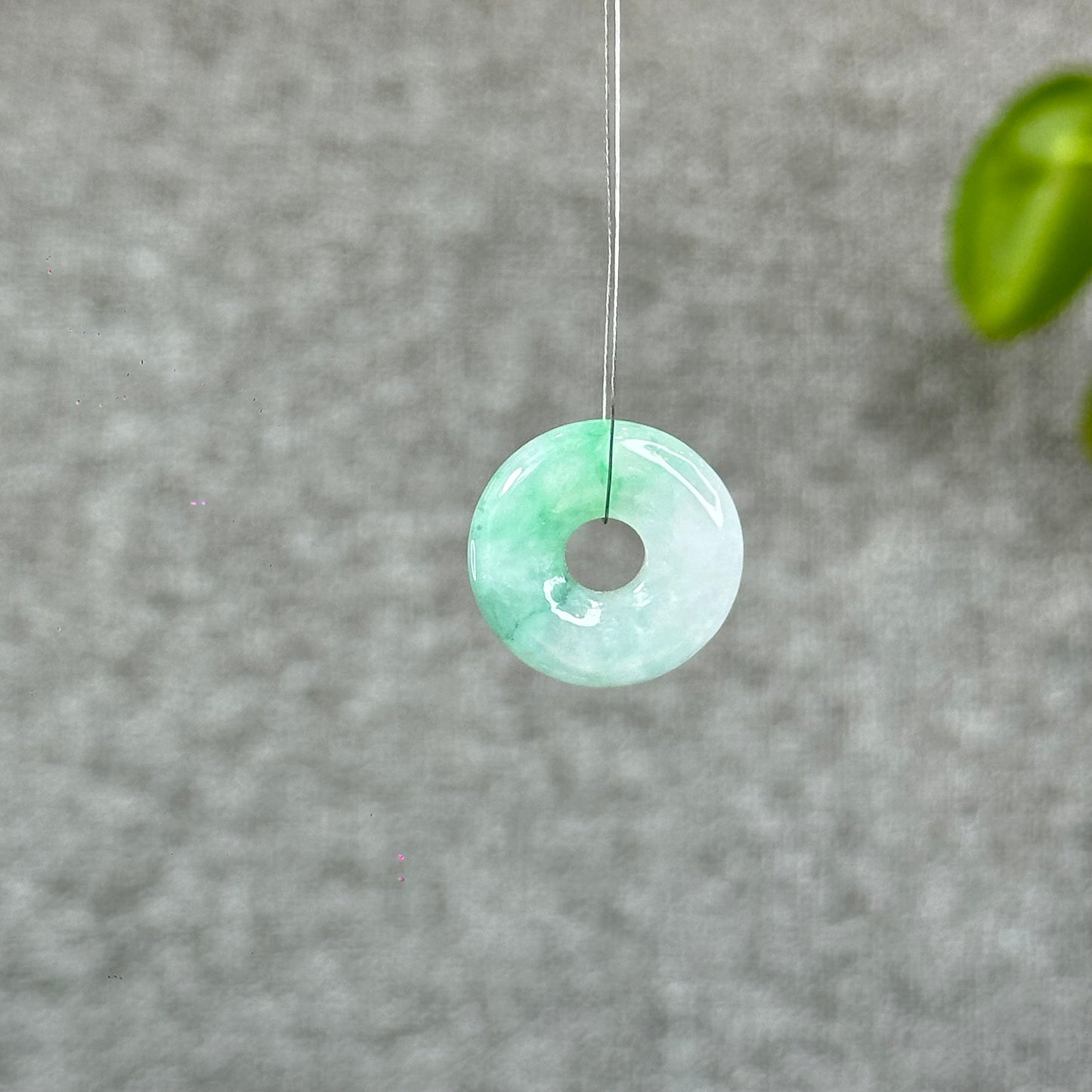 Natural Semi-Translucent Apple Green Donut Jadeite Jade Charm