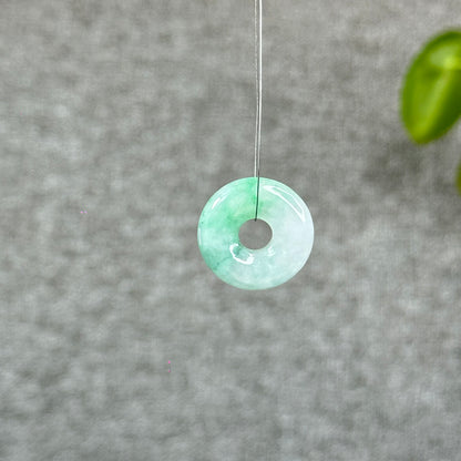 Natural Semi-Translucent Apple Green Donut Jadeite Jade Charm