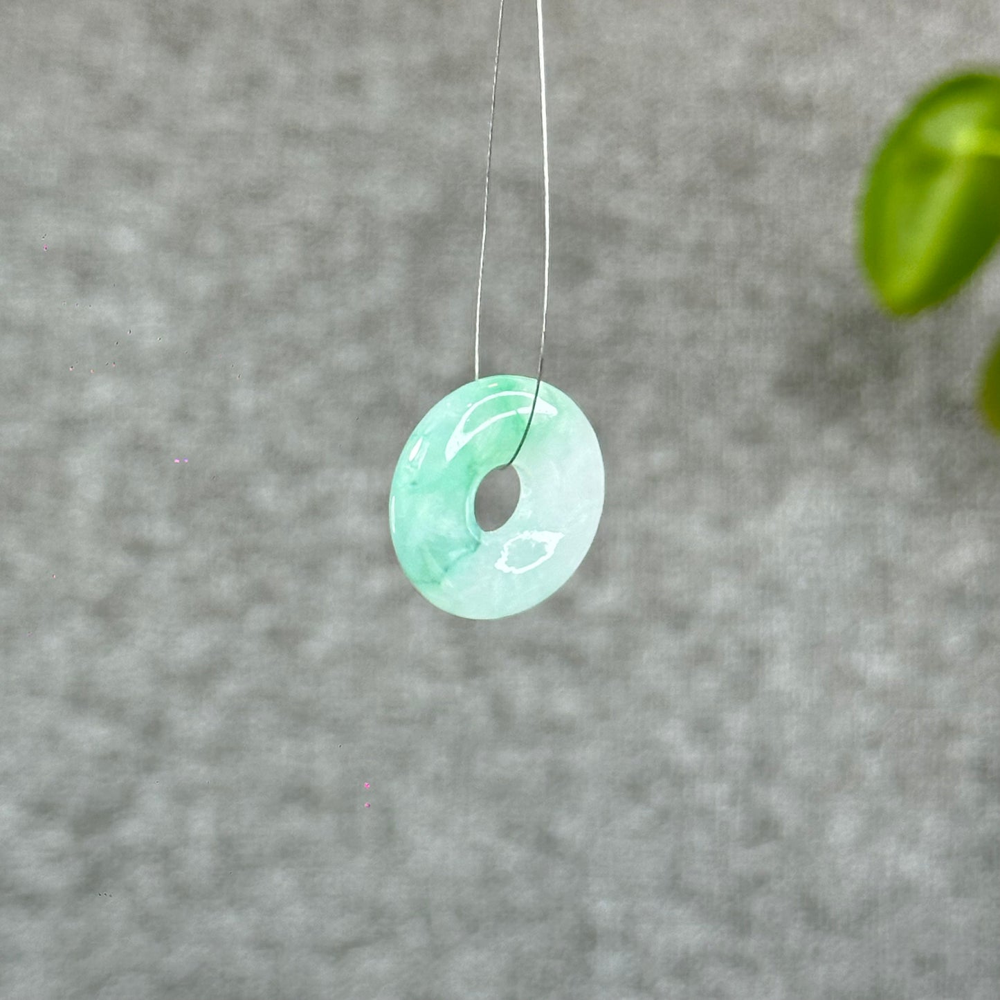 Natural Semi-Translucent Apple Green Donut Jadeite Jade Charm