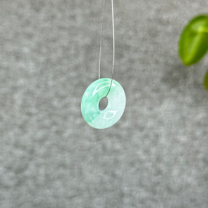 Natural Semi-Translucent Apple Green Donut Jadeite Jade Charm
