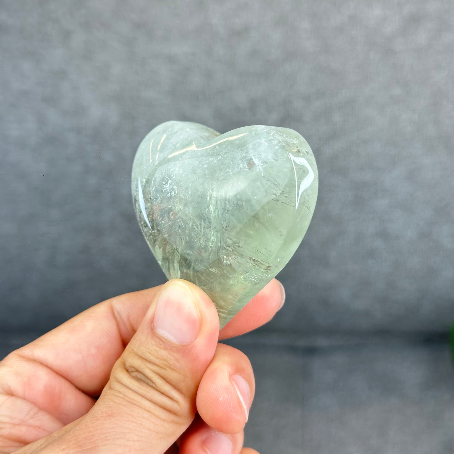 Natural Green Quartz Heart Figurine