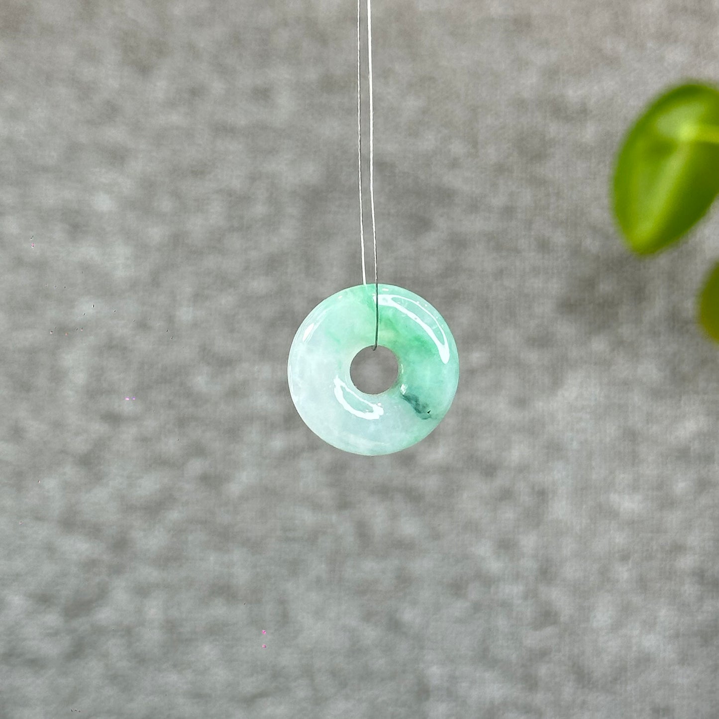 Natural Semi-Translucent Apple Green Donut Jadeite Jade Charm