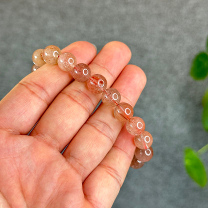 Natural Pink Rutilated Quartz Bracelet Size 9 mm