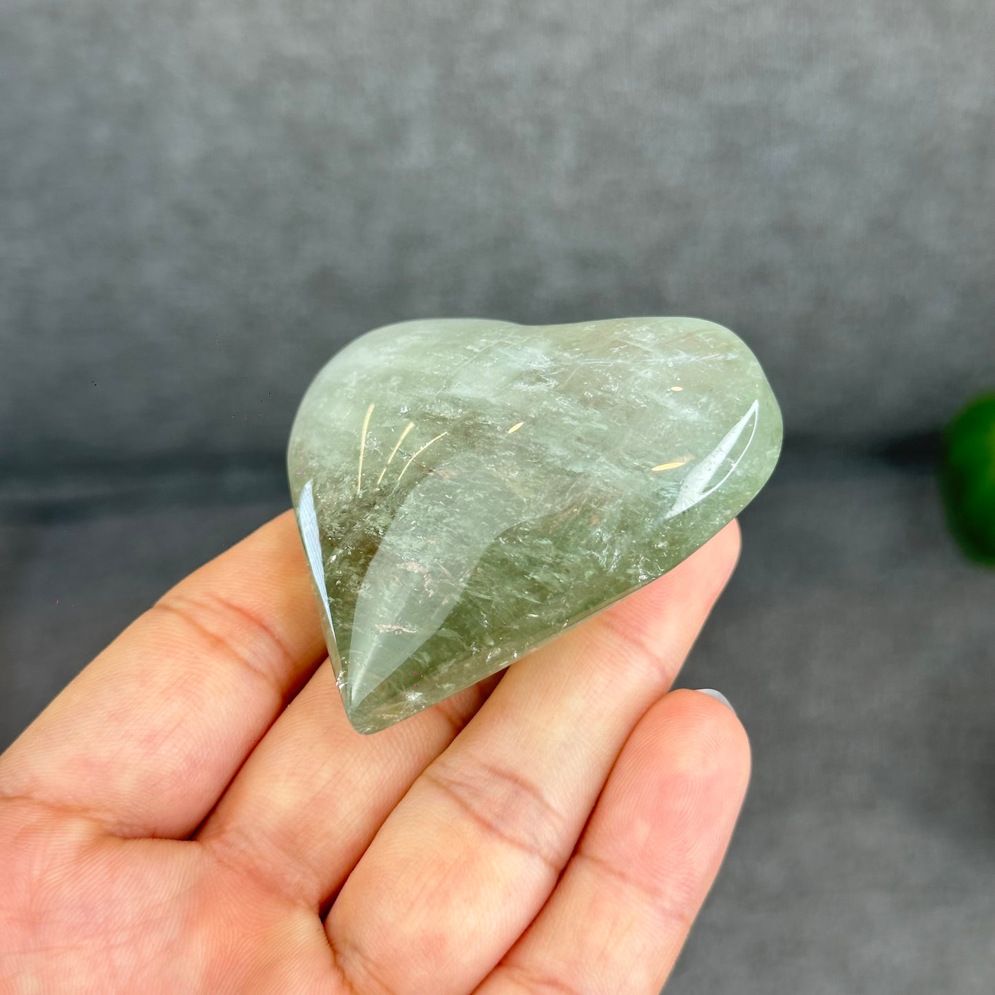 Natural Green Quartz Heart Figurine