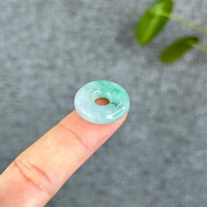 Natural Semi-Translucent Apple Green Donut Jadeite Jade Charm