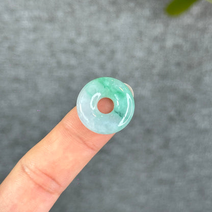 Natural Semi-Translucent Apple Green Donut Jadeite Jade Charm