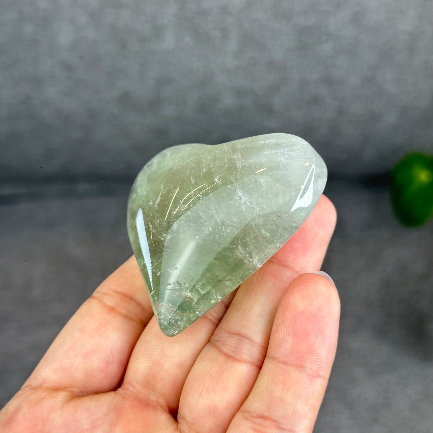 Natural Green Quartz Heart Figurine