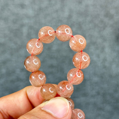 Natural Pink Rutilated Quartz Bracelet Size 9 mm