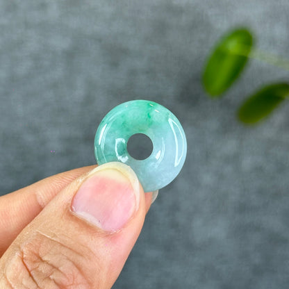 Natural Semi-Translucent Apple Green Donut Jadeite Jade Charm