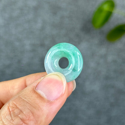 Natural Semi-Translucent Apple Green Donut Jadeite Jade Charm