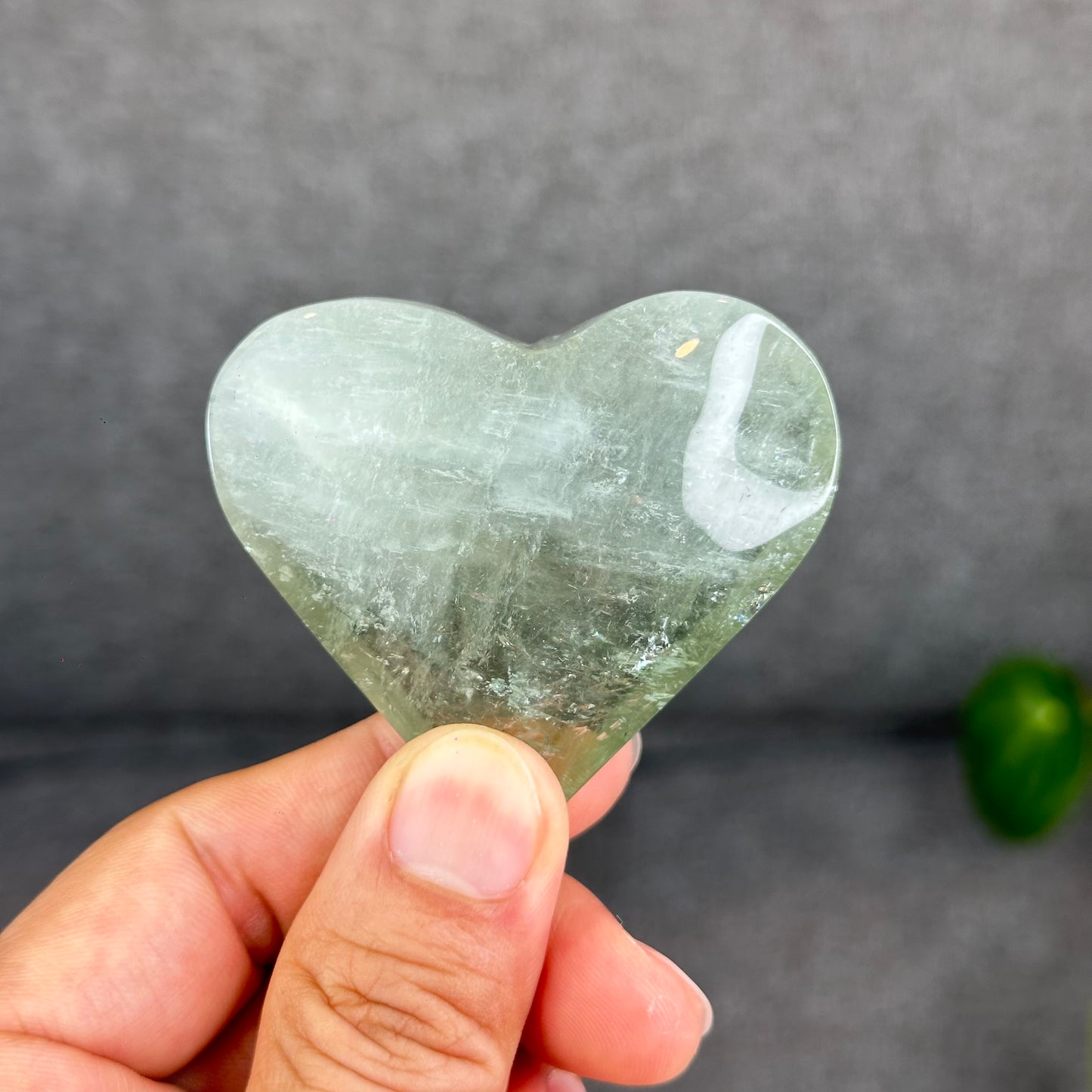 Natural Green Quartz Heart Figurine
