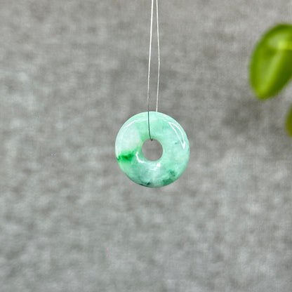 Natural Semi-Translucent Apple Green Donut Jadeite Jade Charm