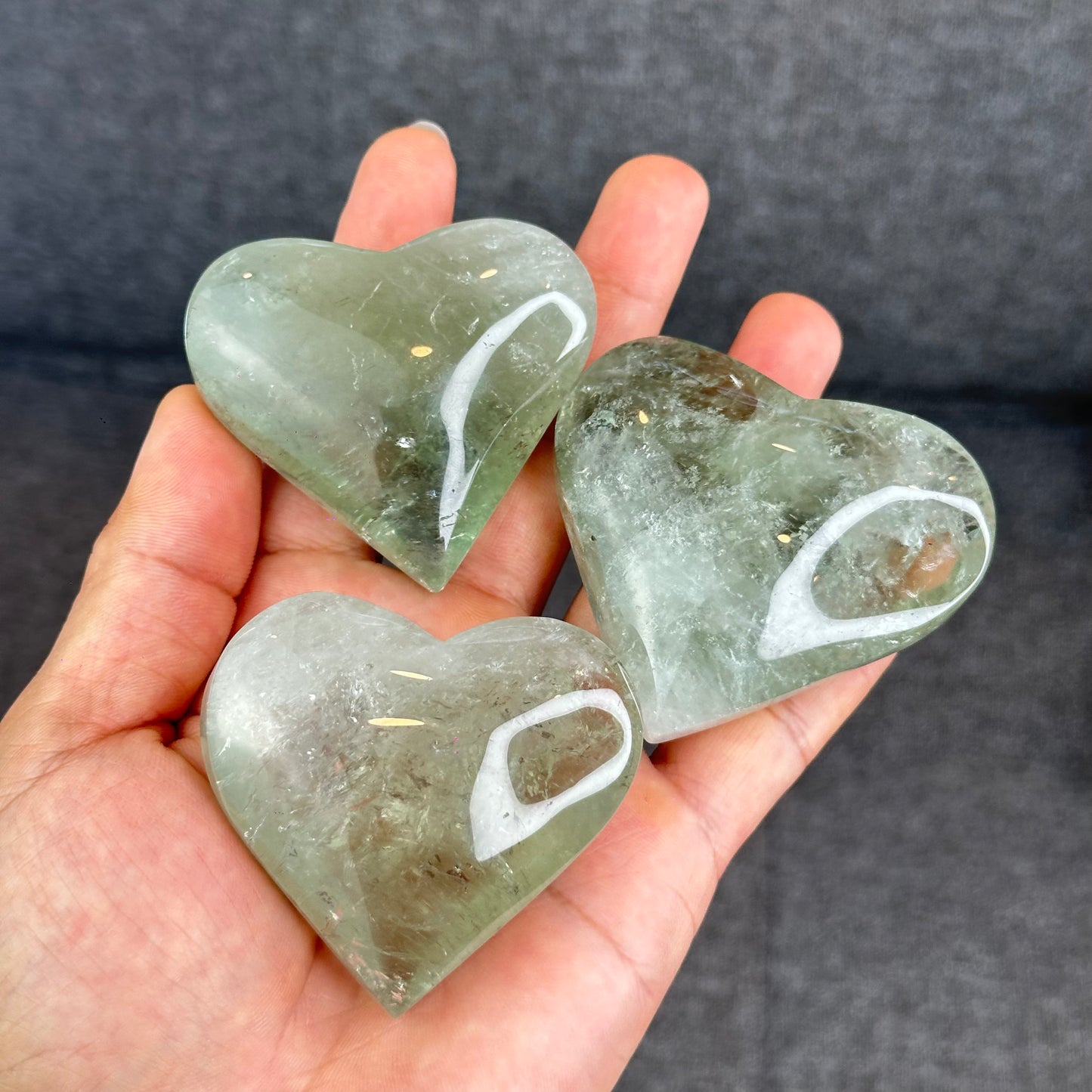 Natural Green Quartz Heart Figurine