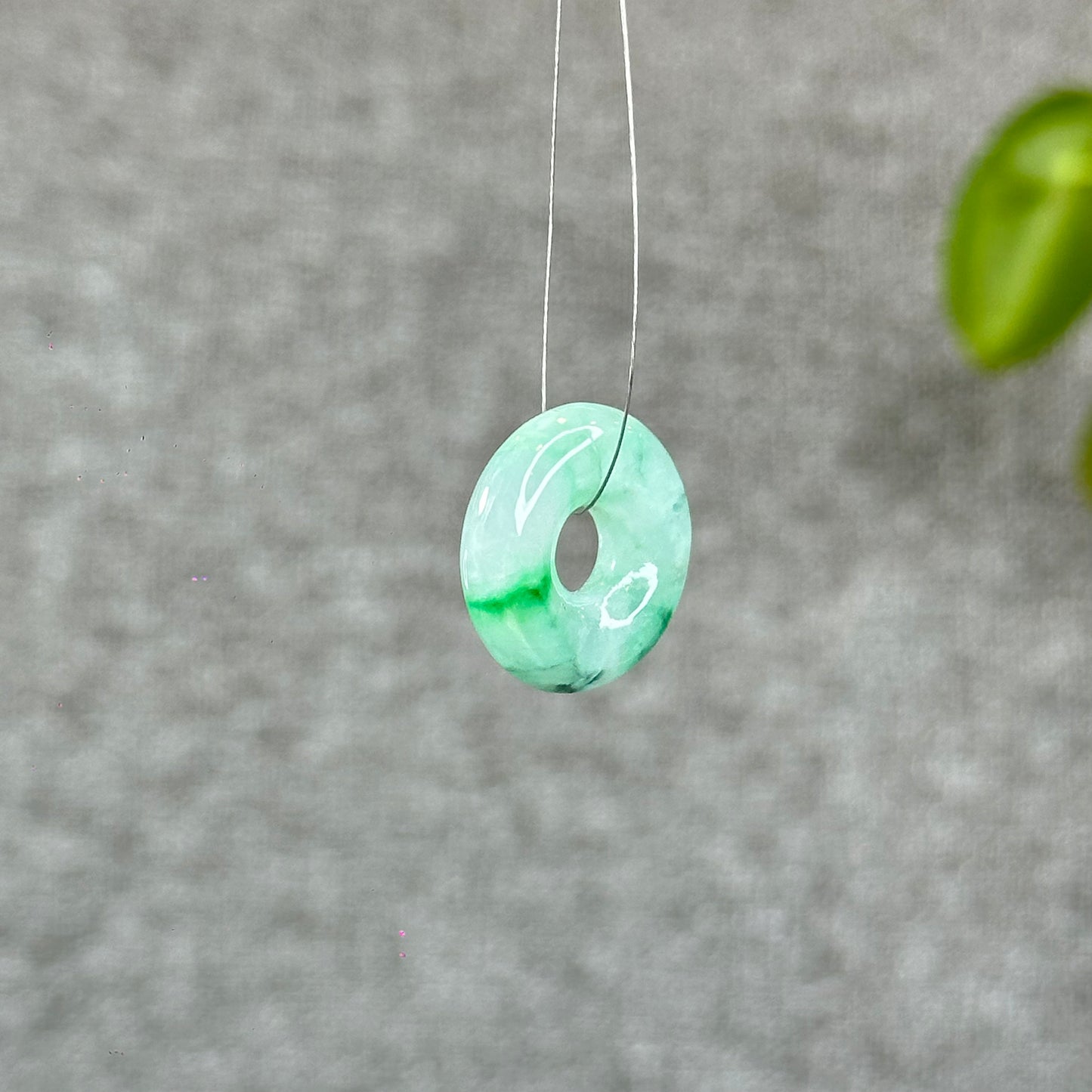 Natural Semi-Translucent Apple Green Donut Jadeite Jade Charm