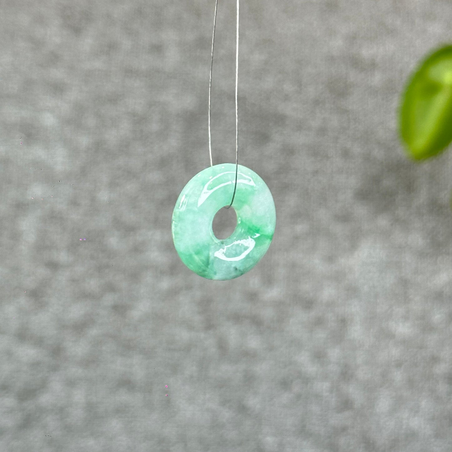 Natural Semi-Translucent Apple Green Donut Jadeite Jade Charm