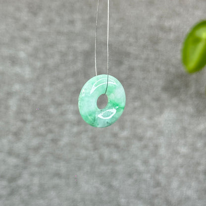 Natural Semi-Translucent Apple Green Donut Jadeite Jade Charm