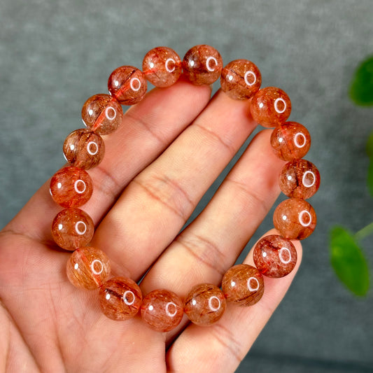 Natural Red Rutilated Quartz Bracelet Size 11-12  mm