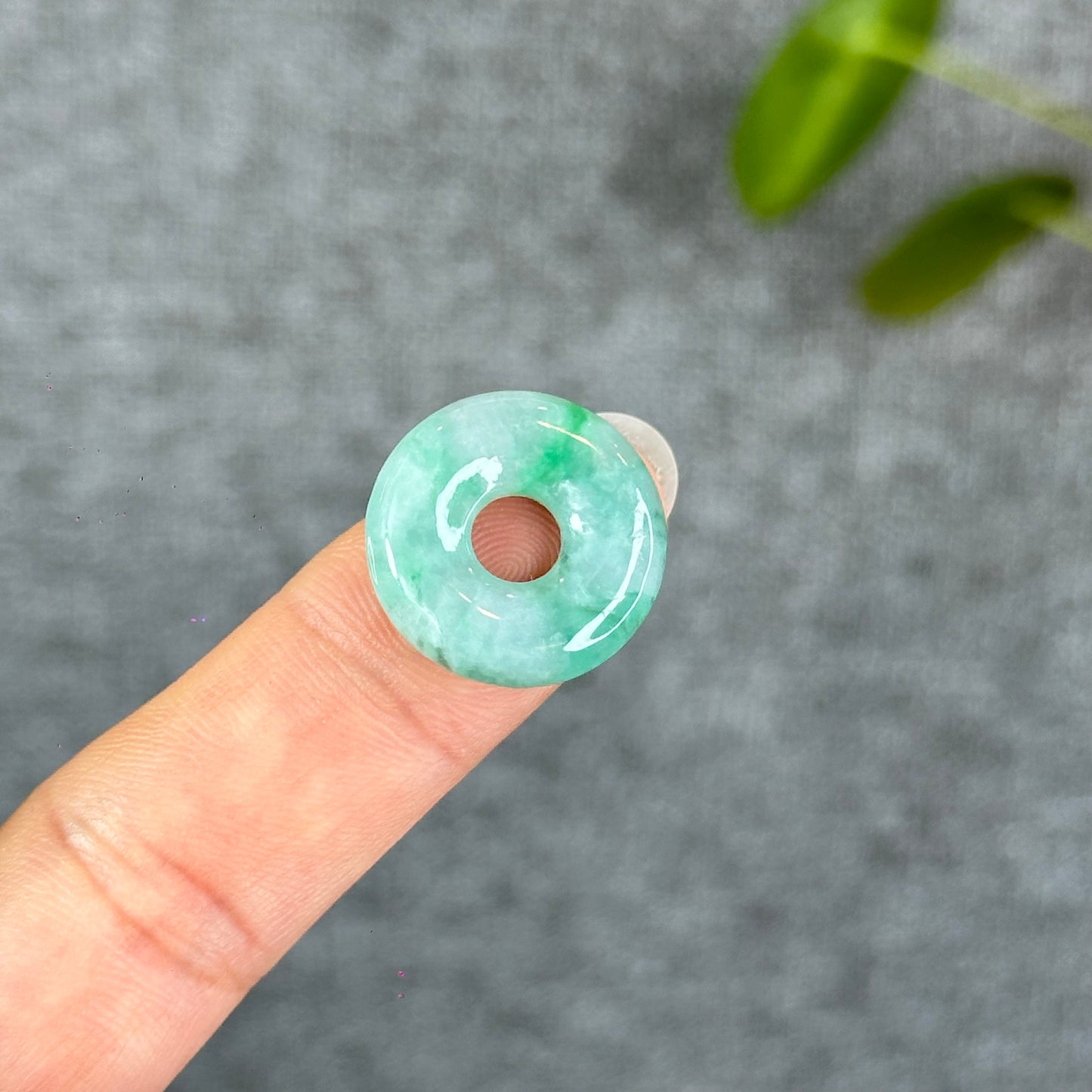 Natural Semi-Translucent Apple Green Donut Jadeite Jade Charm