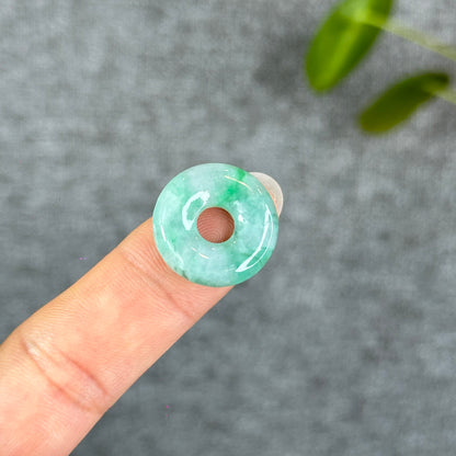 Natural Semi-Translucent Apple Green Donut Jadeite Jade Charm