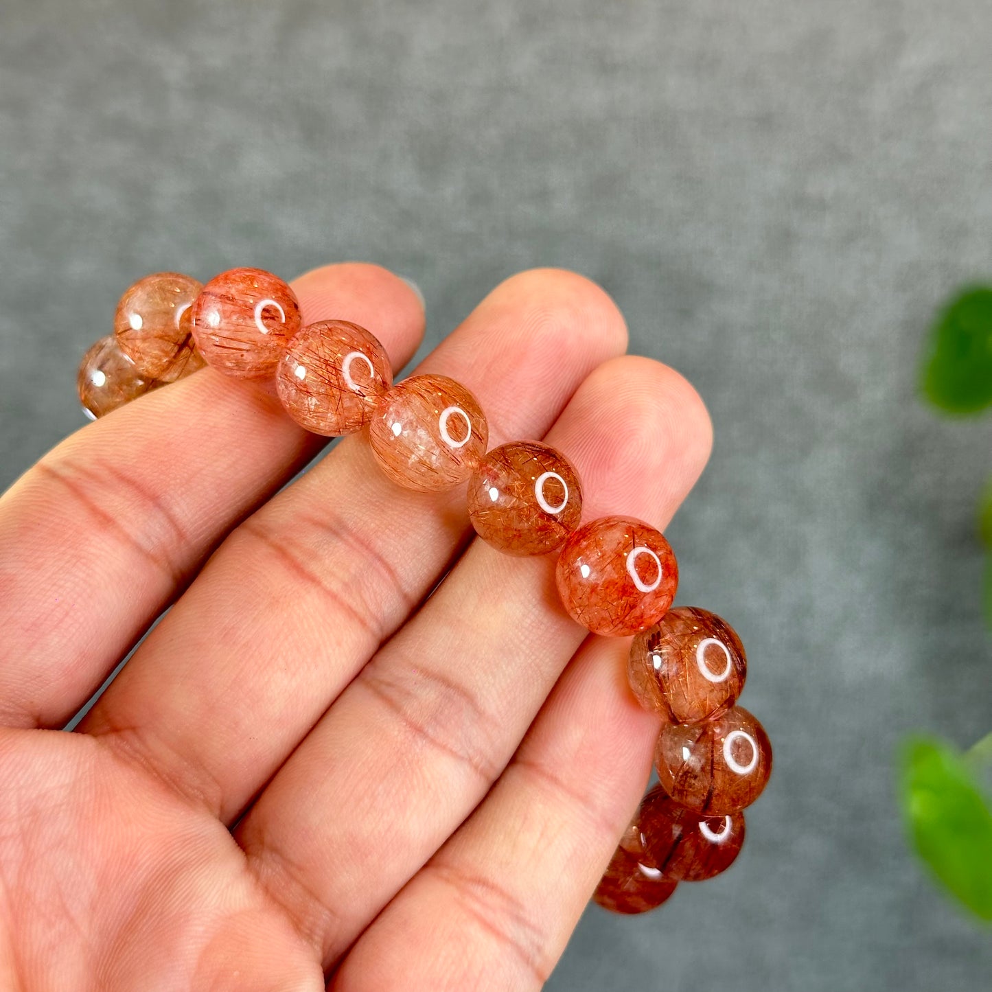 Bracelet Quartz Rutilé Rouge Taille 11-12 mm