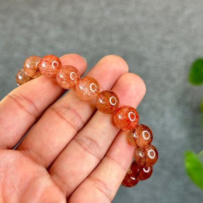 Bracelet Quartz Rutilé Rouge Taille 11-12 mm