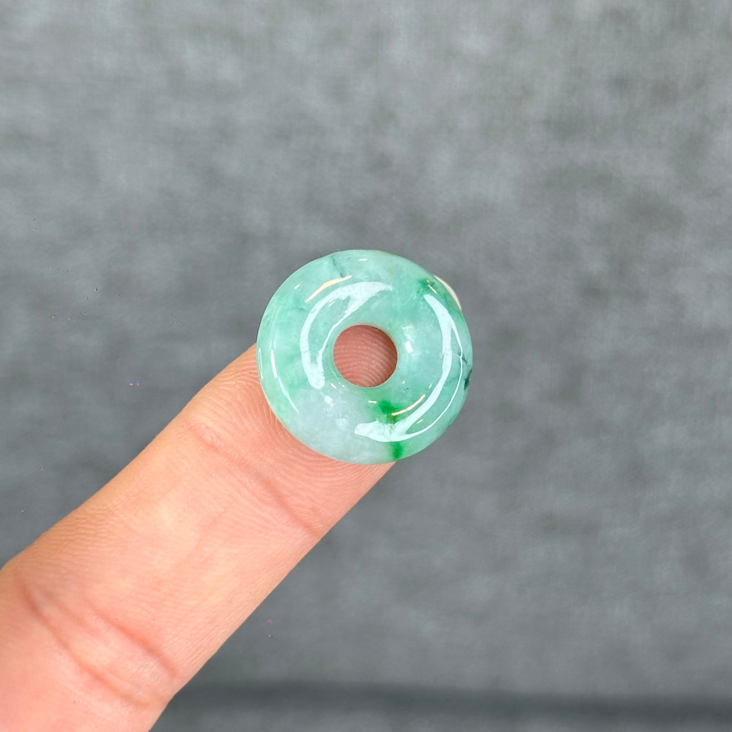 Natural Semi-Translucent Apple Green Donut Jadeite Jade Charm