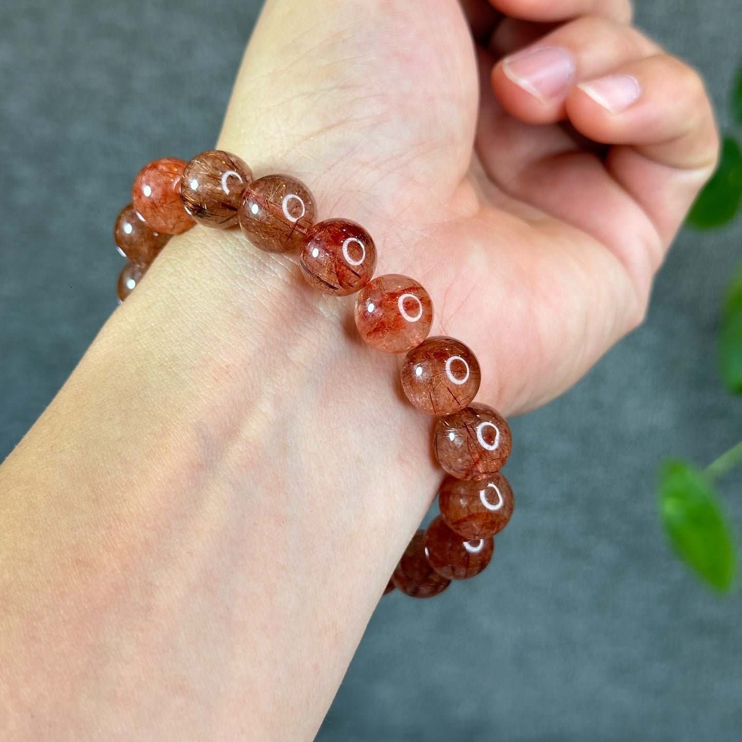 Bracelet Quartz Rutilé Rouge Taille 11-12 mm