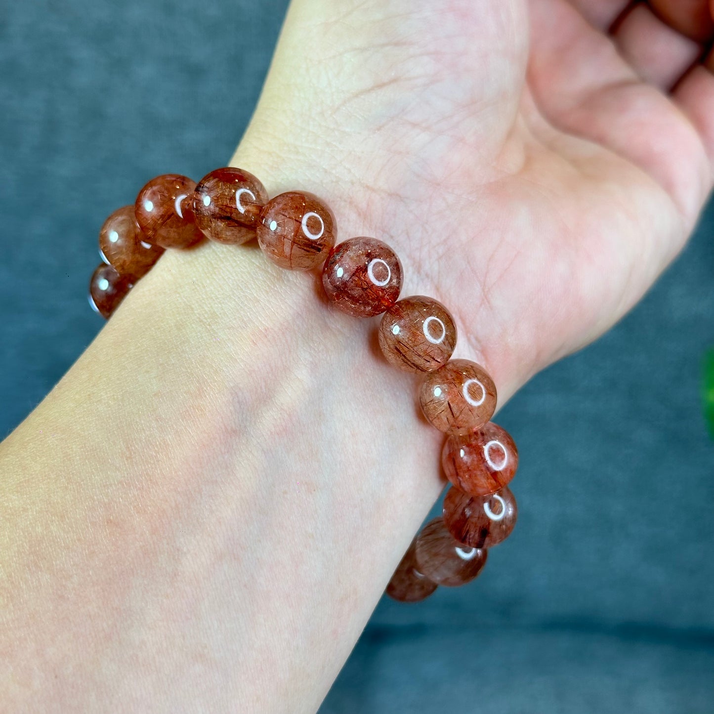 Bracelet Quartz Rutilé Rouge Taille 11-12 mm