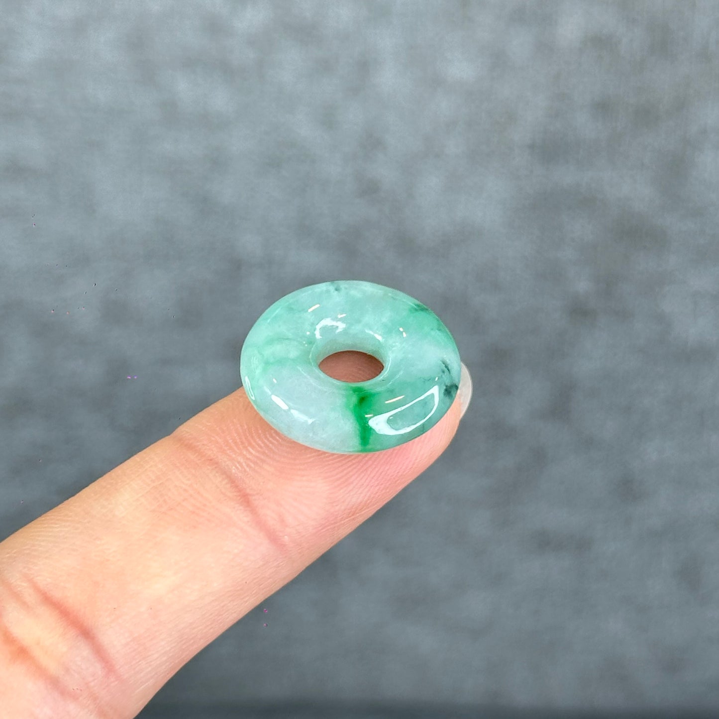 Natural Semi-Translucent Apple Green Donut Jadeite Jade Charm