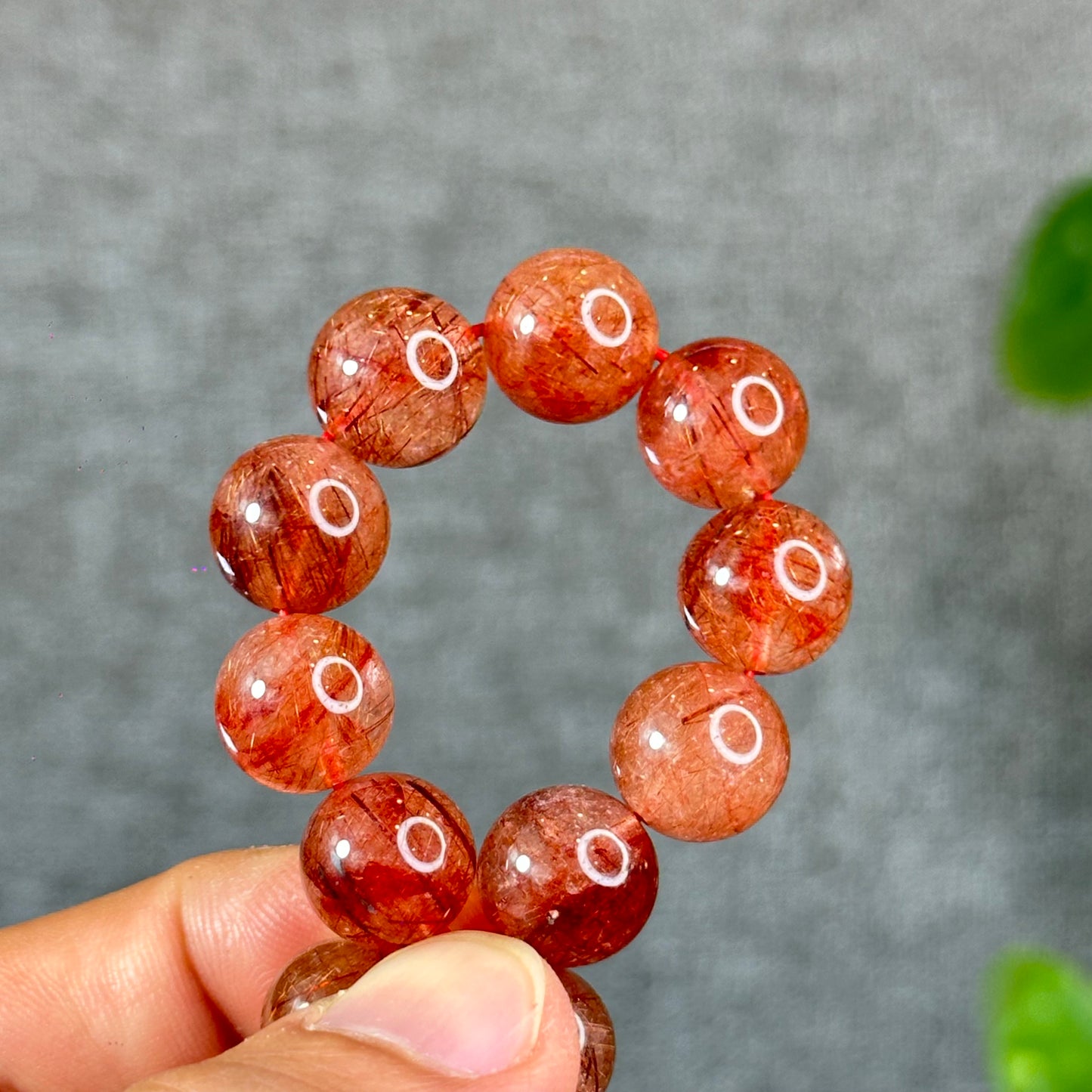 Bracelet Quartz Rutilé Rouge Taille 11-12 mm