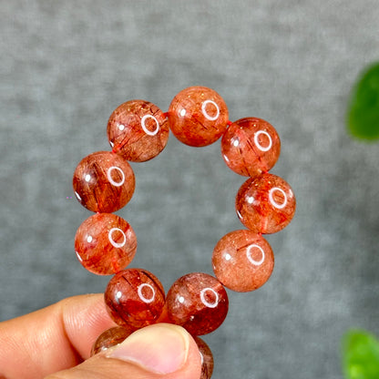 Bracelet Quartz Rutilé Rouge Taille 11-12 mm
