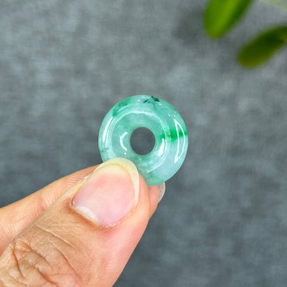 Natural Semi-Translucent Apple Green Donut Jadeite Jade Charm