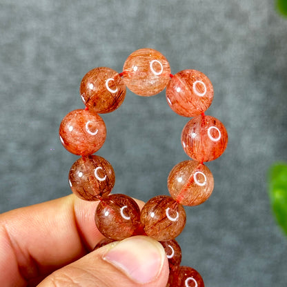 Bracelet Quartz Rutilé Rouge Taille 11-12 mm