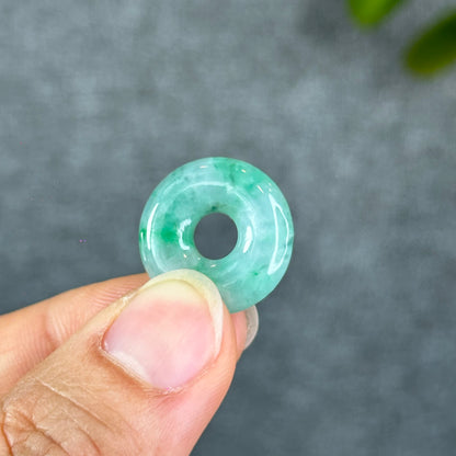 Natural Semi-Translucent Apple Green Donut Jadeite Jade Charm