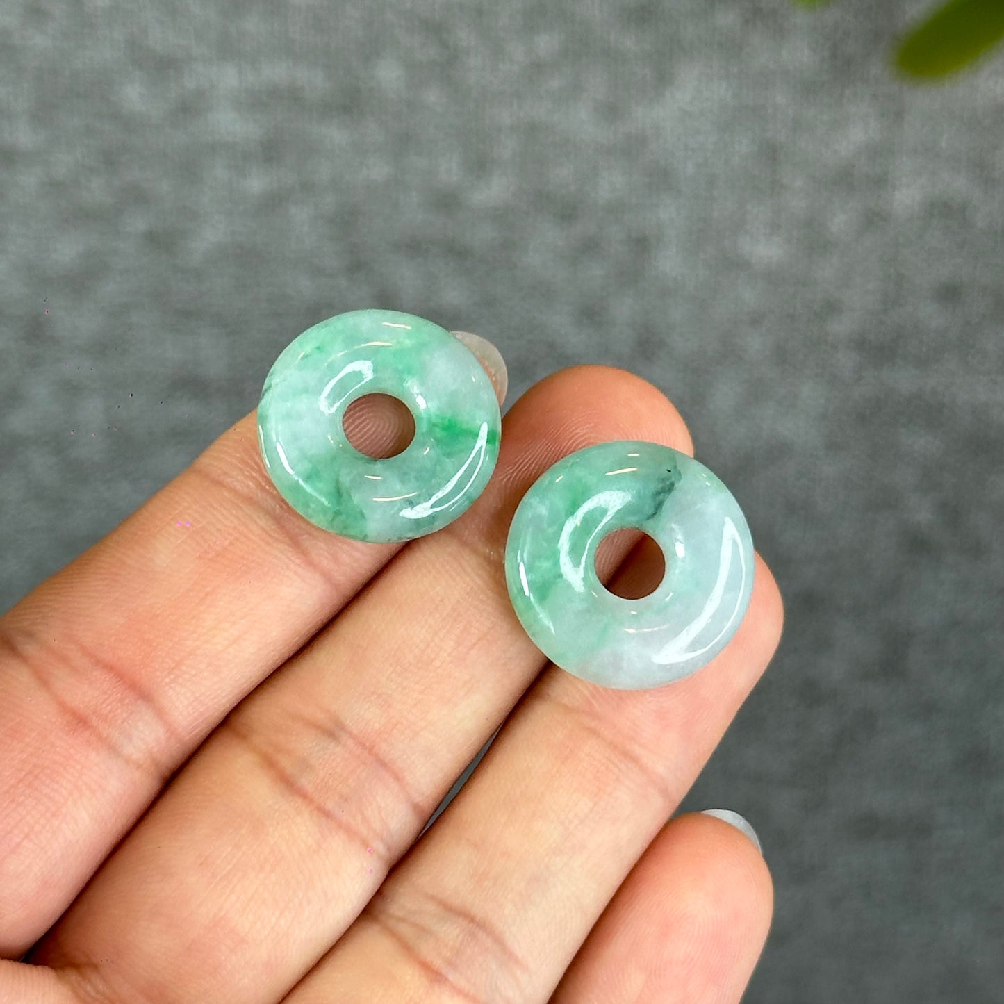 Natural Semi-Translucent Apple Green Donut Jadeite Jade Charm