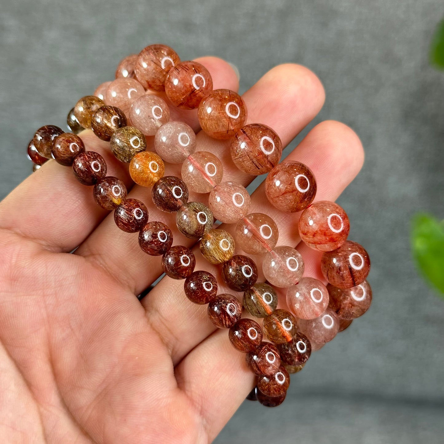 Bracelet Quartz Rutilé Rouge Taille 11-12 mm