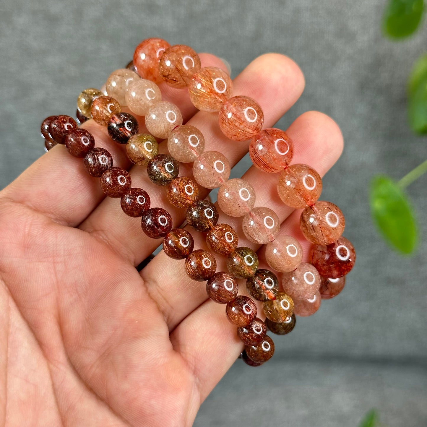 Bracelet Quartz Rutilé Rouge Taille 11-12 mm