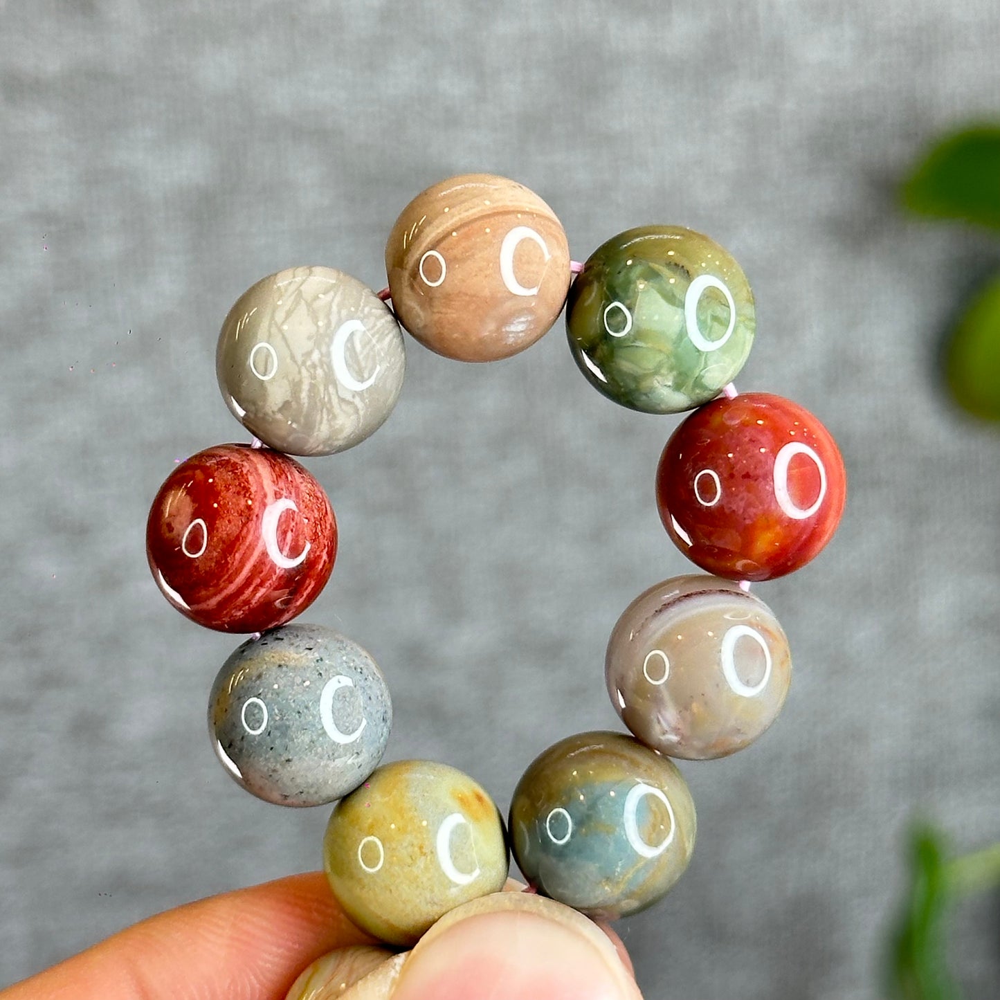 Multi Colour Natural Alashan Agate Bracelet Size 11.2 mm
