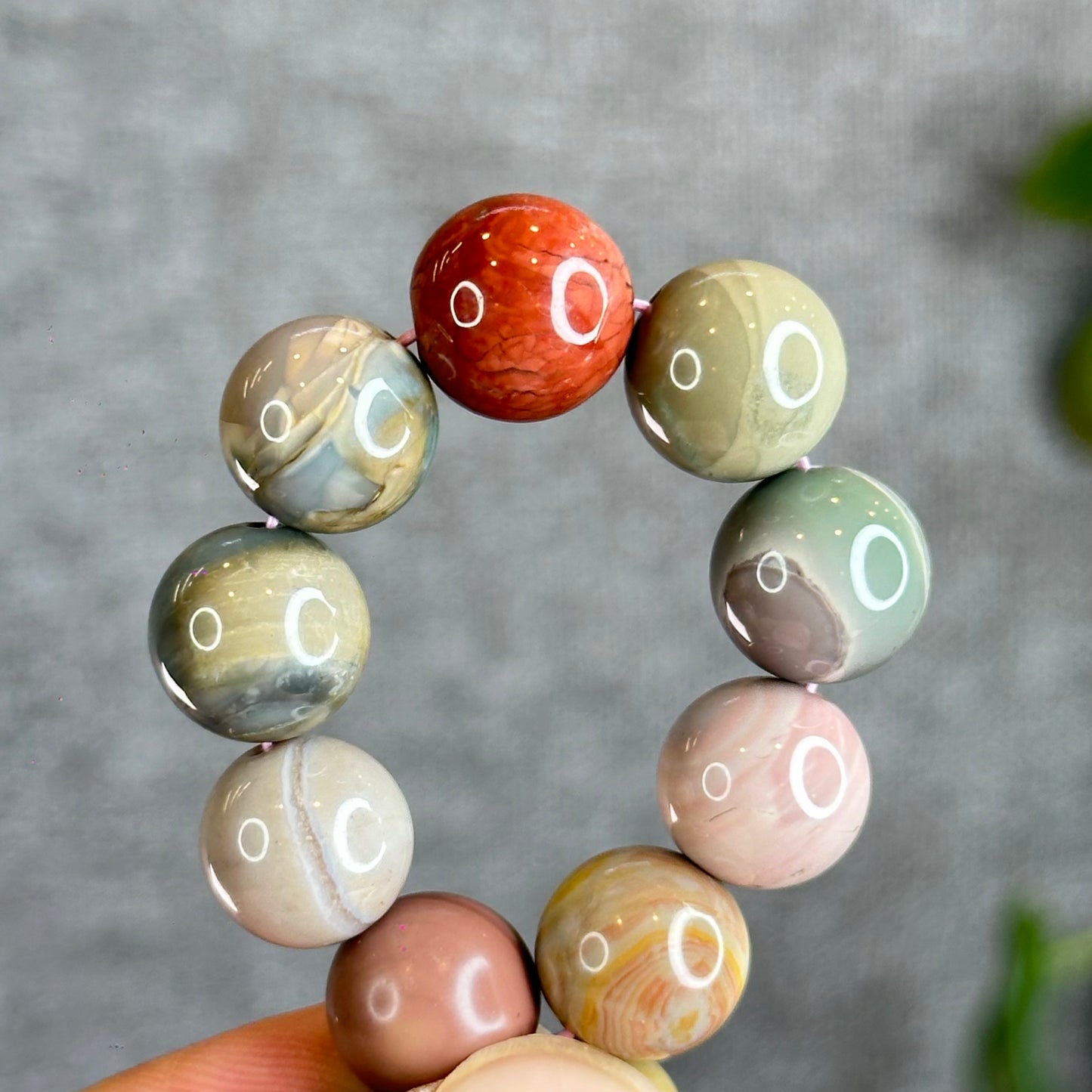 Multi Colour Natural Alashan Agate Bracelet Size 11.2 mm