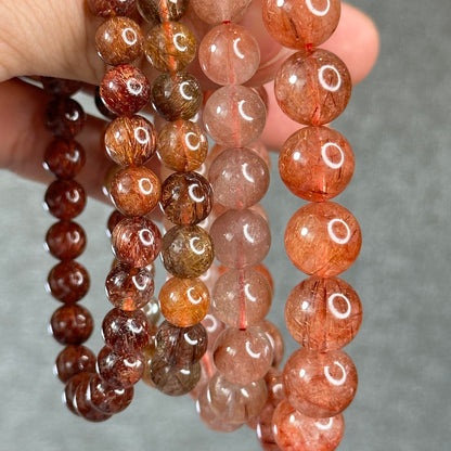 Bracelet Quartz Rutilé Rouge Taille 11-12 mm