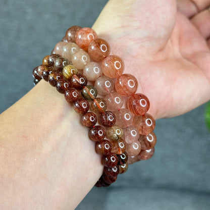 Bracelet Quartz Rutilé Rouge Taille 11-12 mm