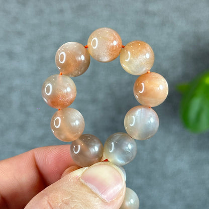 Natural Peach Sunstone Moonstone Bracelet Size 11.4 mm