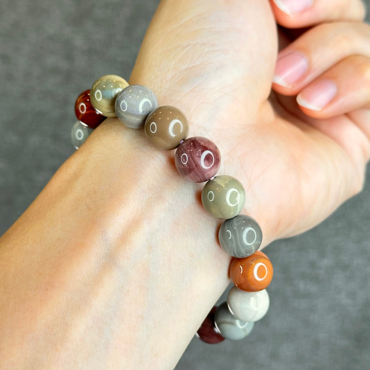 Multi Colour Natural Alashan Agate Bracelet Size 11.5 mm