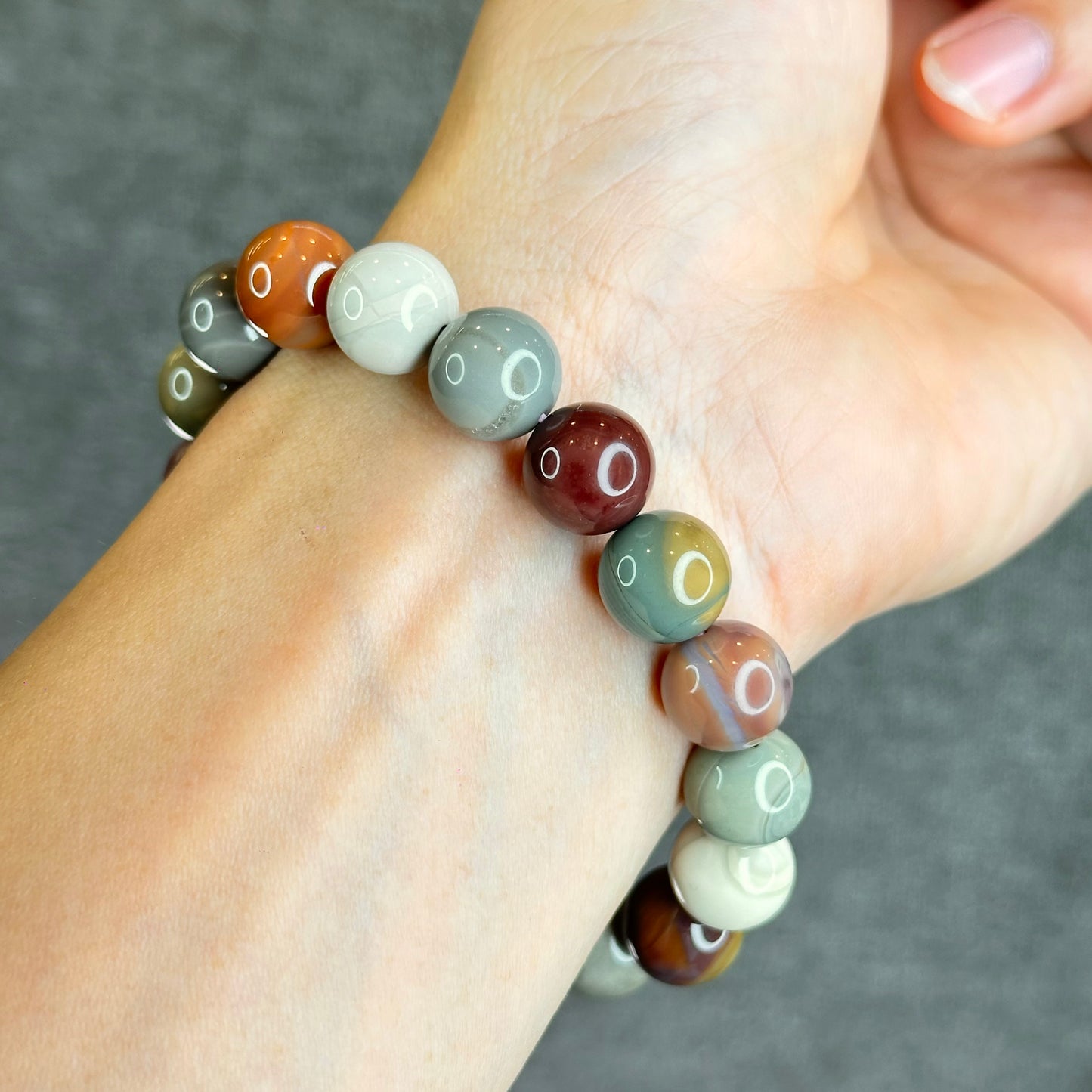 Multi Colour Natural Alashan Agate Bracelet Size 11.5 mm