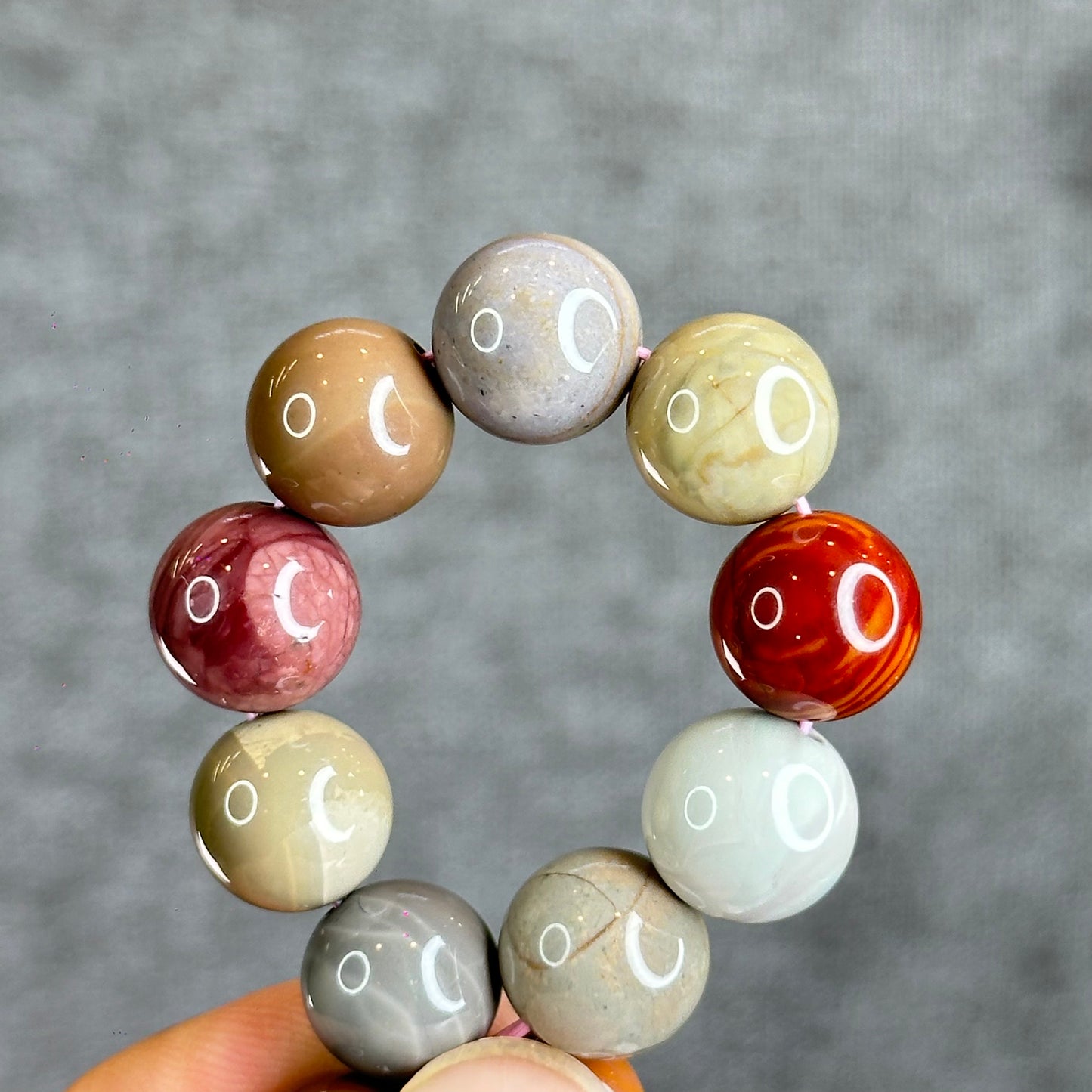 Multi Colour Natural Alashan Agate Bracelet Size 11.5 mm