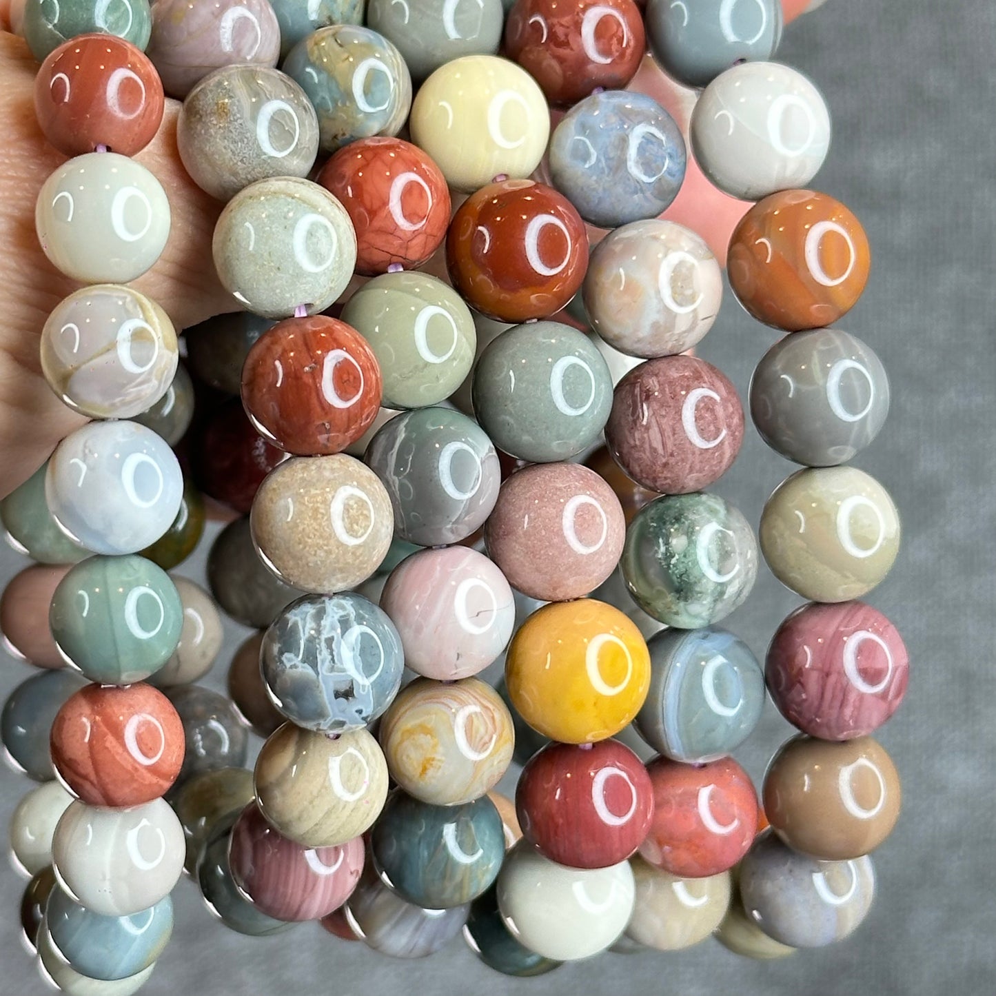 Multi Colour Natural Alashan Agate Bracelet Size 11.5 mm