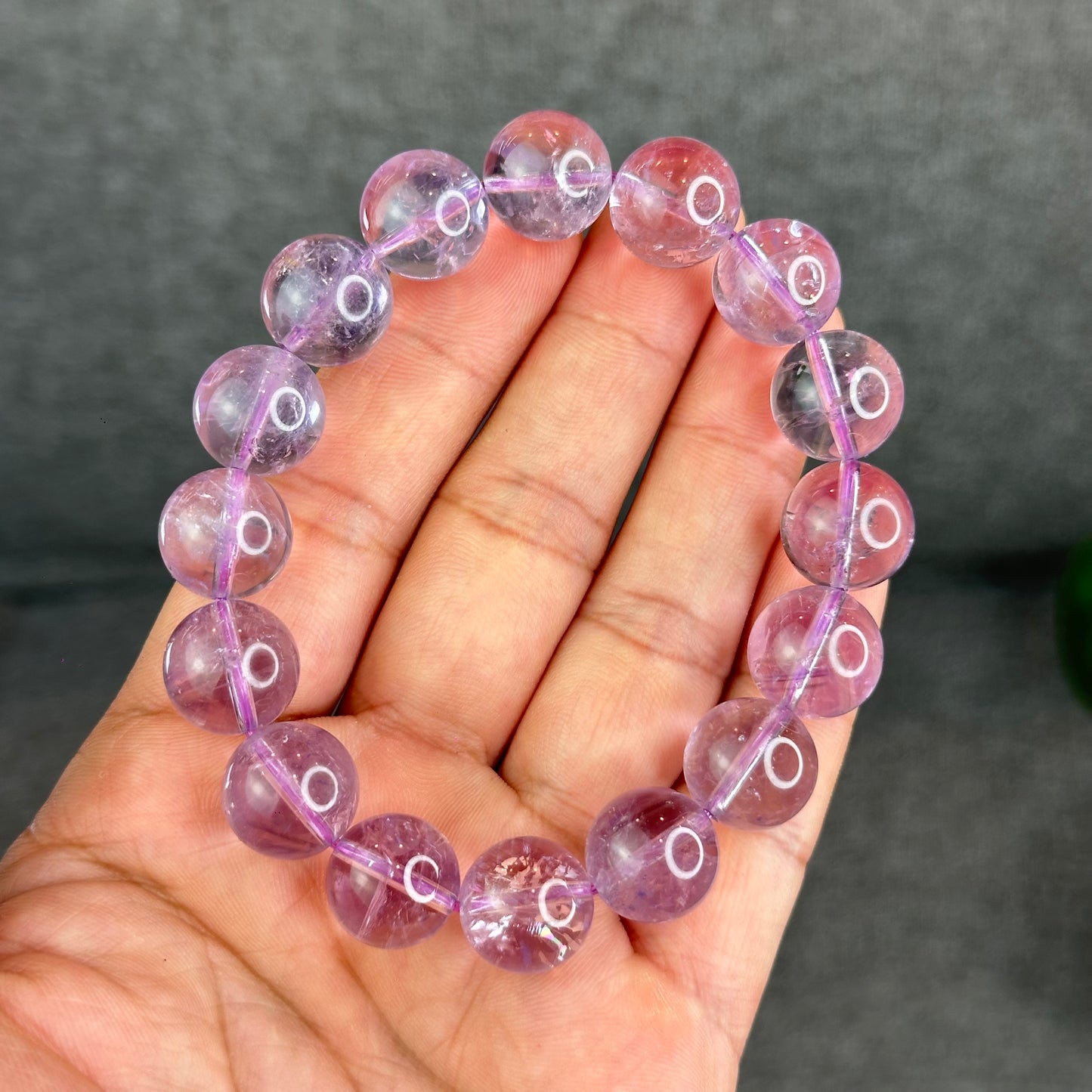 Natural Lavender Rainbow Amethyst Bracelet Size 13.5 mm