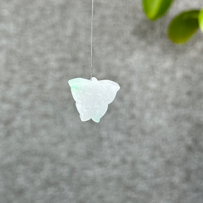 Natural Ivory Purple with Touch of Apple Green Butterfly Jadiete Jade Charm
